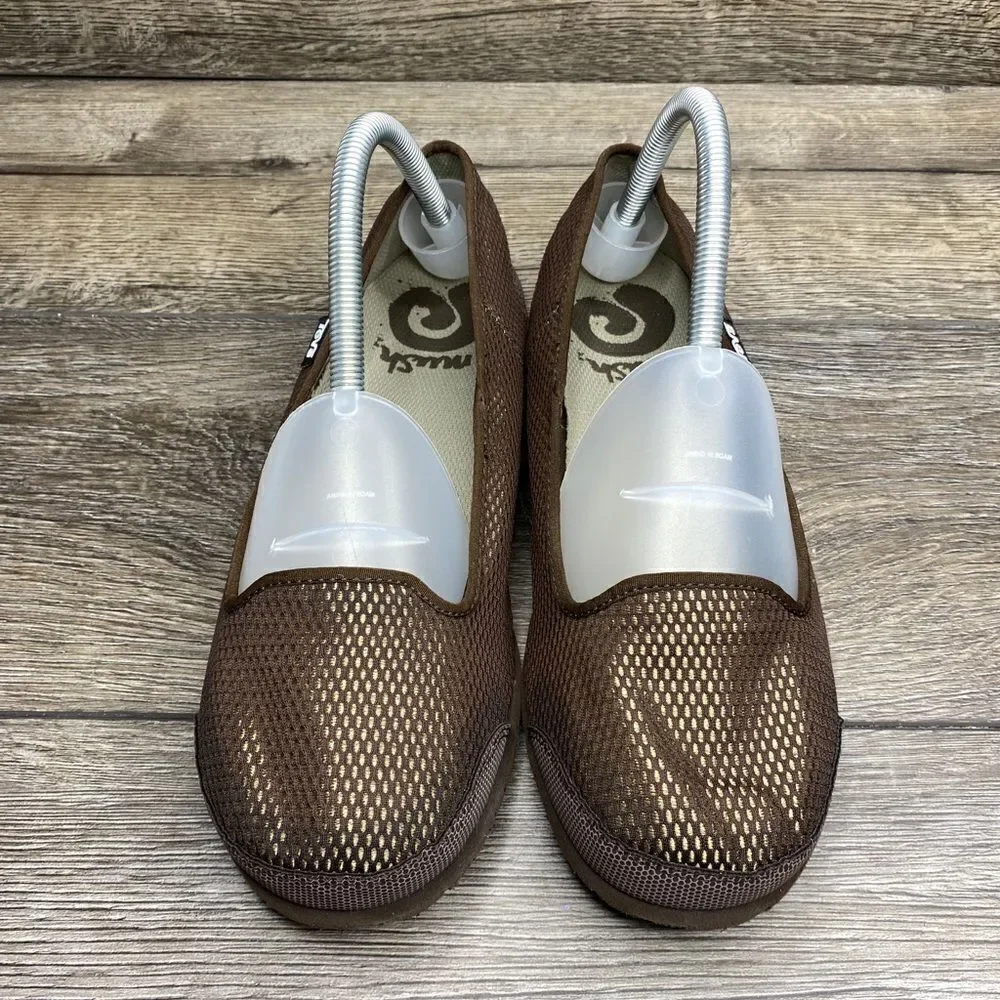 Teva Mush Brown Fabric Ballet Flats Slip On Loafers Shoes Women's Size 10